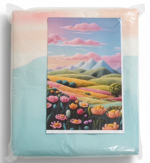 King Size 7D Digital Prints Bedsheet Set Mountain Scene